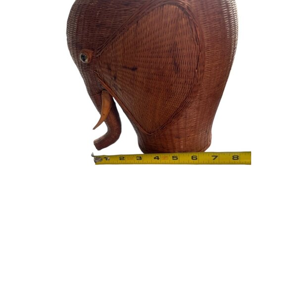 Vintage Wicker Elephant Head Planter pottery Vase 10" Tall Handwoven Brown MISS - Picture 9 of 9